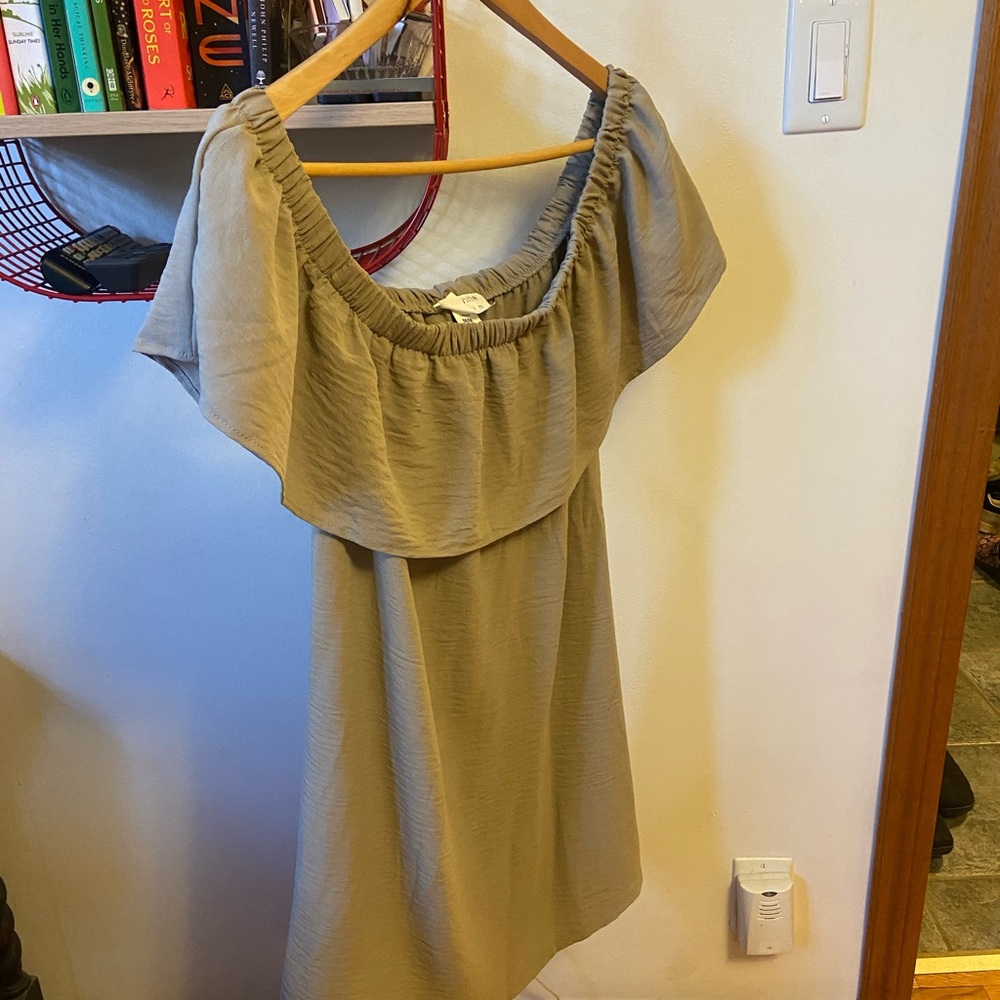 Off-Shoulder Tan Dress
